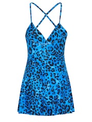 Long Tall Sally Blue Leopard Print Wrap Swim Dress - Image 6 of 6