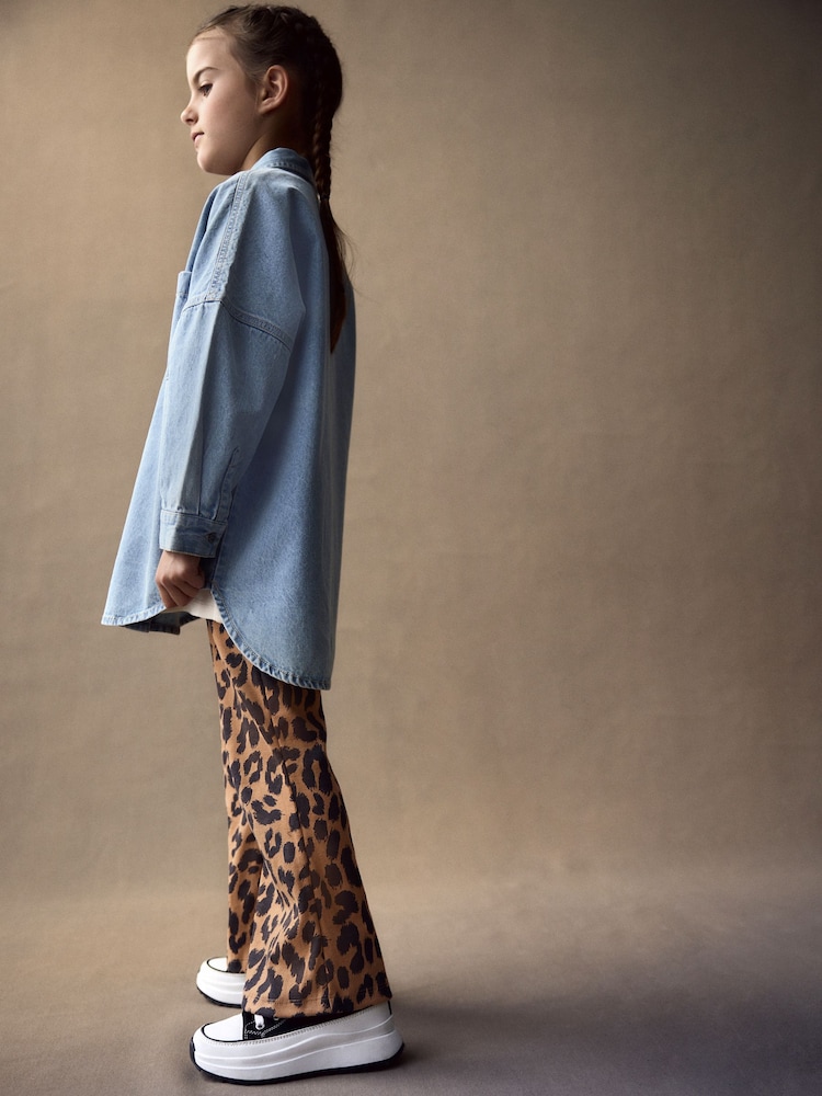 Animal Flare 100% Cotton Leggings And Denim Shirt Set (3-16yrs) - Image 2 of 10