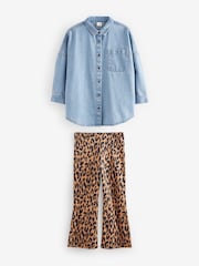 Animal Flare 100% Cotton Leggings And Denim Shirt Set (3-16yrs) - Image 5 of 10