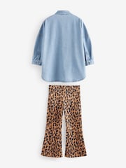 Animal Flare 100% Cotton Leggings And Denim Shirt Set (3-16yrs) - Image 6 of 10