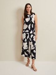 Phase Eight Blue Noelle Leaf Print Cowl Neck Top - Image 3 of 8