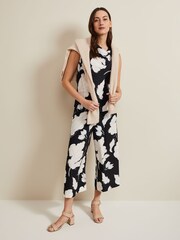 Phase Eight Blue Noelle Leaf Print Cowl Neck Top - Image 4 of 8