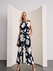 Phase Eight Blue Noelle Leaf Print Cowl Neck Top - Image 5 of 8