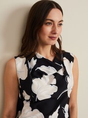 Phase Eight Blue Noelle Leaf Print Cowl Neck Top - Image 6 of 8