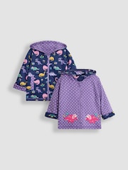 JoJo Maman Bébé Lilac Purple Dino Appliqué Reversible Hoodie - Image 1 of 8