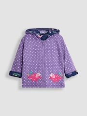 JoJo Maman Bébé Lilac Purple Dino Appliqué Reversible Hoodie - Image 2 of 8