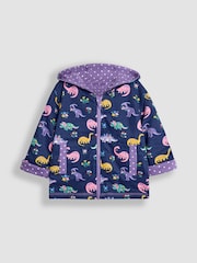 JoJo Maman Bébé Lilac Purple Dino Appliqué Reversible Hoodie - Image 4 of 8