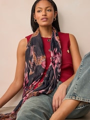 Scenic Floral Leopard Lightweight Scarf - Image 2 of 6