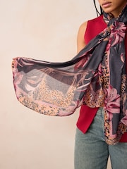 Scenic Floral Leopard Lightweight Scarf - Image 3 of 6