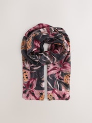 Scenic Floral Leopard Lightweight Scarf - Image 4 of 6