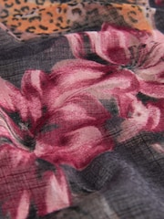 Scenic Floral Leopard Lightweight Scarf - Image 6 of 6