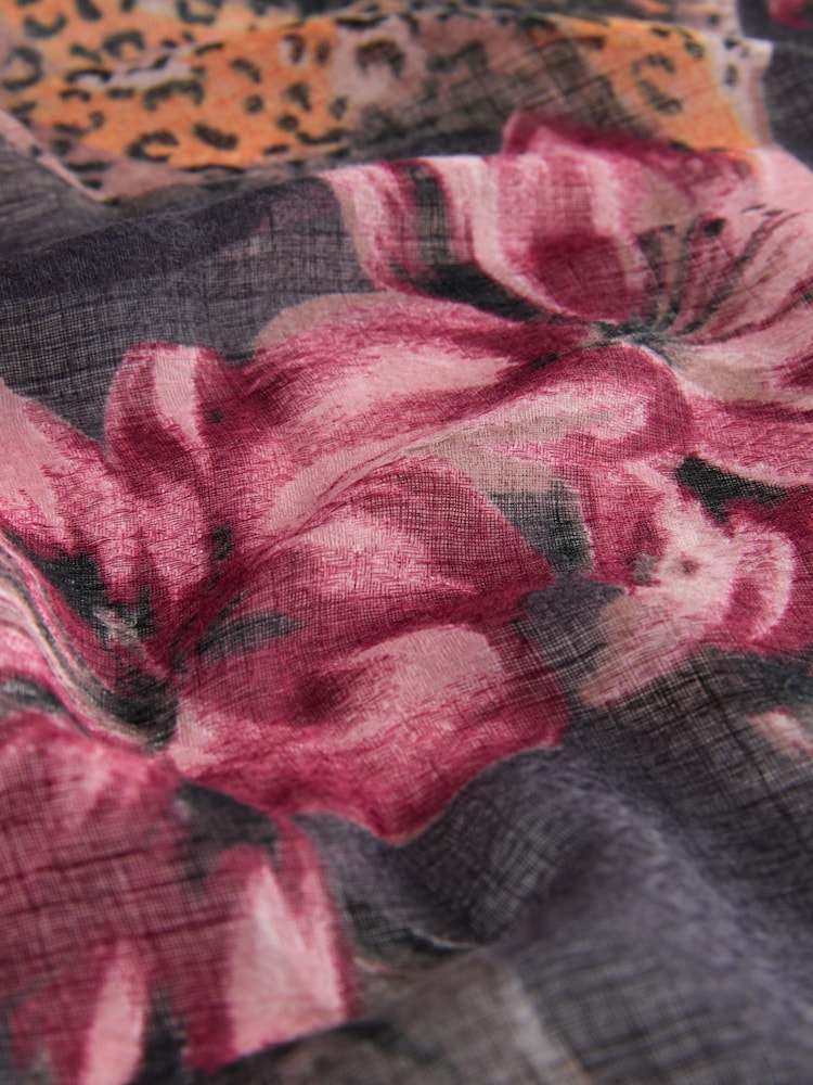 Scenic Floral Leopard Lightweight Scarf - Image 6 of 6