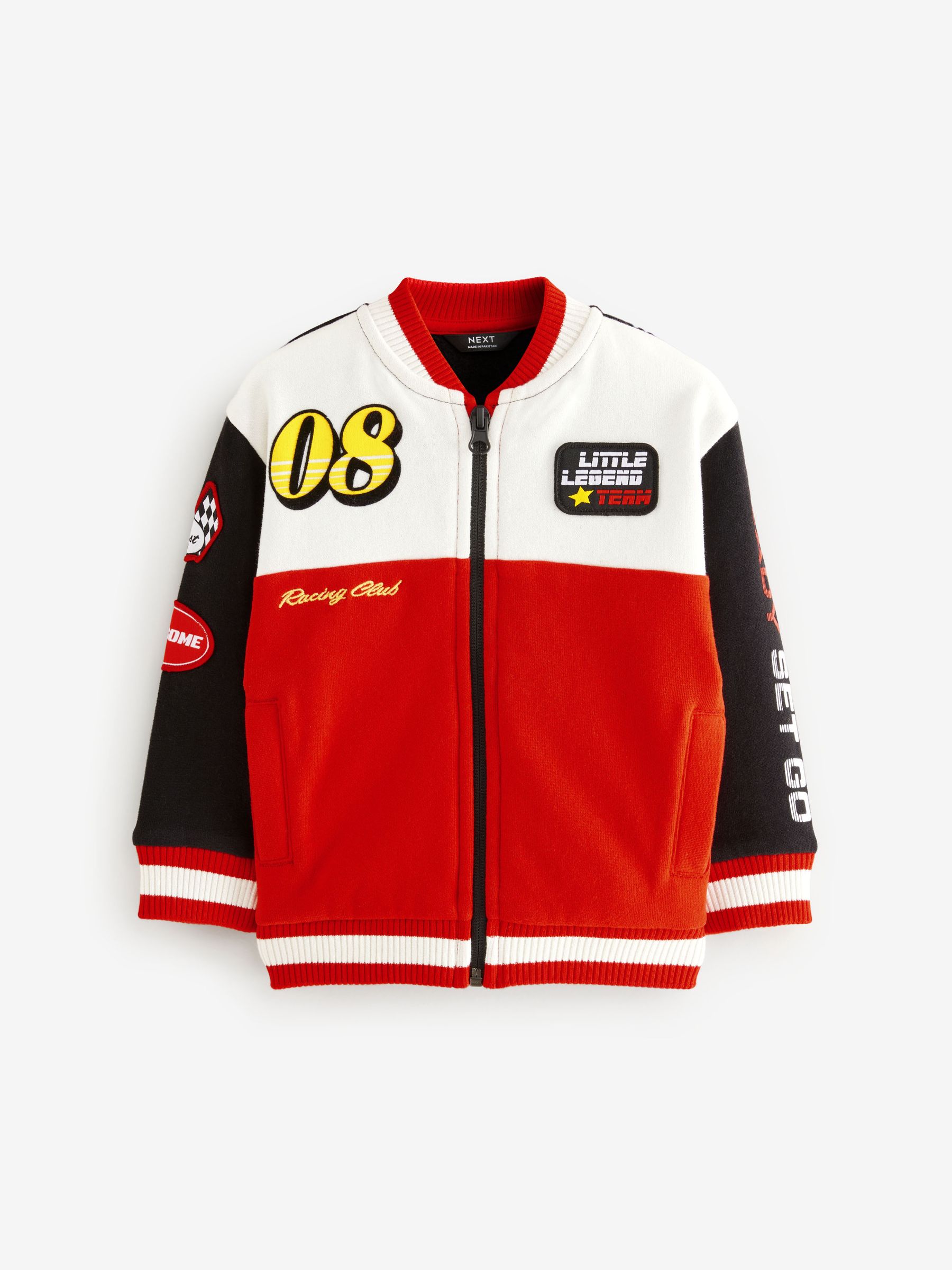 Buy Red/Black Colourblock Zip Through Bomber Jacket (3mths