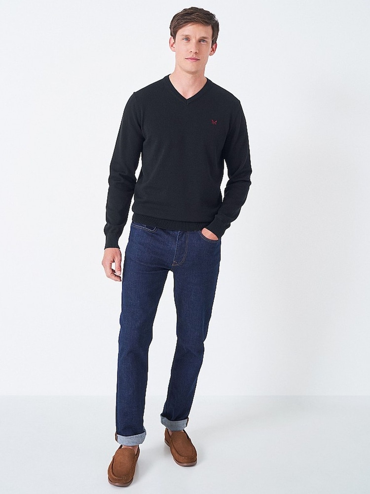 Crew Clothing Company Blue V-Neck Jumper - Image 1 of 4