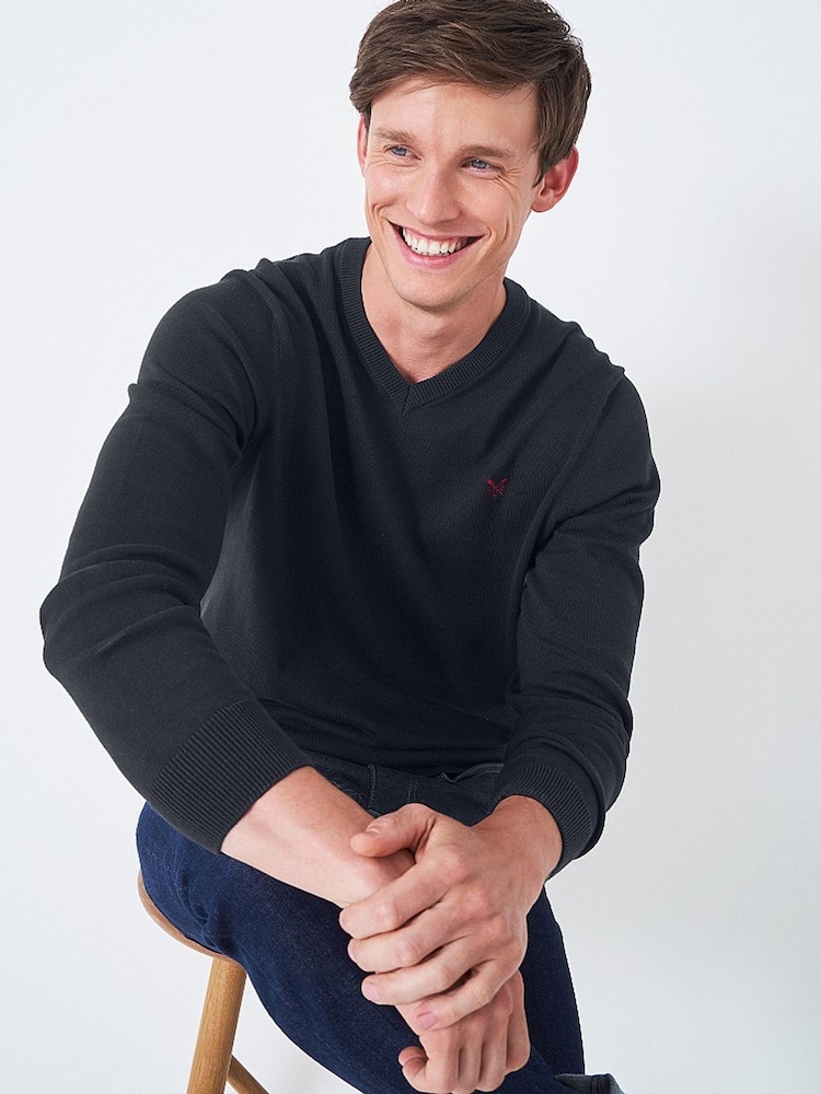 Crew Clothing Company Blue V-Neck Jumper - Image 3 of 4