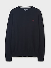 Crew Clothing Company Blue V-Neck Jumper - Image 4 of 4