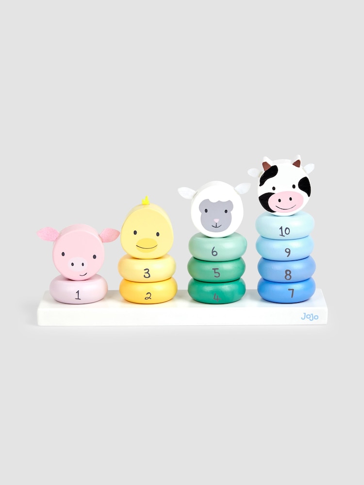 JoJo Maman Bébé Wooden Farm Stacking Rings - Image 3 of 3