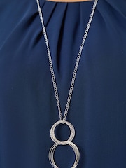 Roman Navy Blue Chiffon Jersey Blouson Top with Necklace - Image 5 of 5