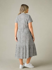 Live Unlimited Black Curve Ditsy Jersey Cap Sleeve Dress - Image 3 of 5