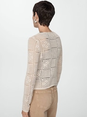 Mango Brown Crochet Sweater Openwork Details - Image 3 of 6