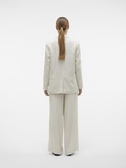 VERO MODA Cream Relaxed Linen Blend Stripe Blazer - Image 3 of 5