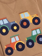 JoJo Maman Bébé Mocha Brown Tractor Appliqué Sweatshirt - Image 3 of 3