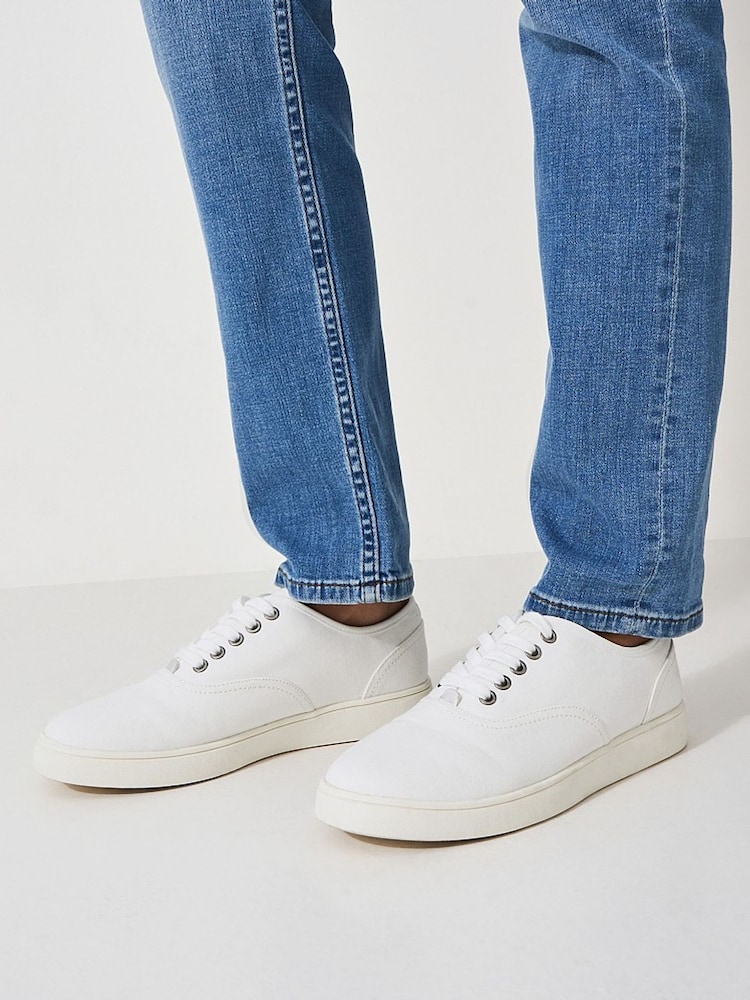 Crew Clothing White Lace Up Canvas Trainers - Image 2 of 5 Crew Clothing White Lace Up Canvas Trainers - Image 2 of 5