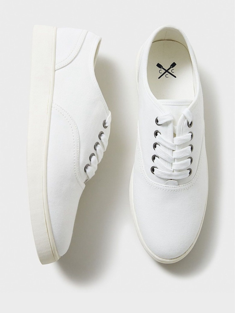 Crew Clothing White Lace Up Canvas Trainers - Image 5 of 5