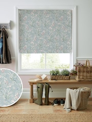Laura Ashley Dark Duck Egg Blue Mosedale Posy Made to Measure 100% Cotton Roman Blinds - Image 1 of 6