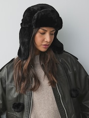 Black Faux Fur Trapper Hat - Image 2 of 5