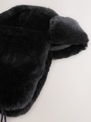 Black Faux Fur Trapper Hat - Image 5 of 5