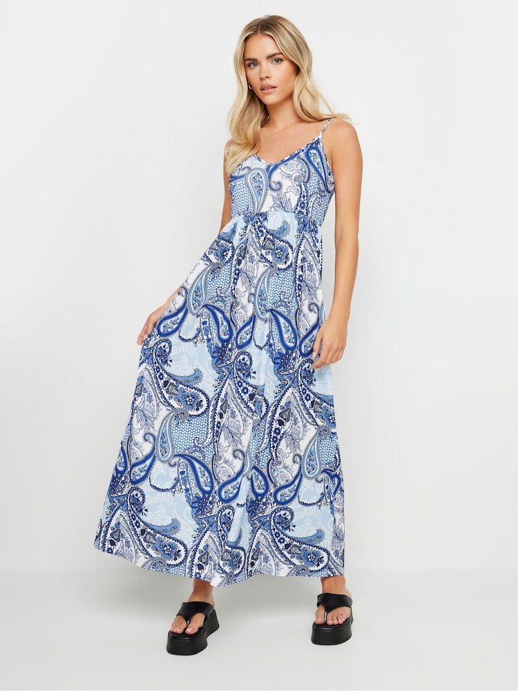 PixieGirl Petite Blue Paisley Print Maxi Dress - Image 1 of 5