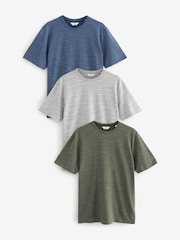 Blue/Grey/Green Marl T-Shirts 3 Pack - Image 1 of 12