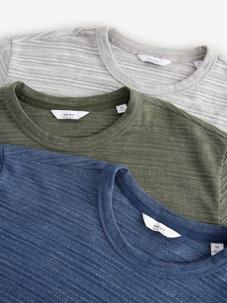Blue/Grey/Green Marl T-Shirts 3 Pack - Image 2 of 12