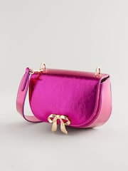 Cath Kidston Pink Metallic Bow Saddle Cross-Body Bag - Image 4 of 11