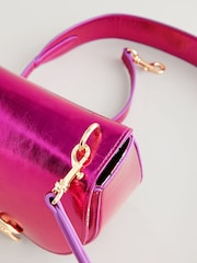 Cath Kidston Pink Metallic Bow Saddle Cross-Body Bag - Image 8 of 11
