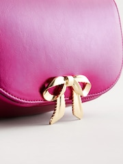 Cath Kidston Pink Metallic Bow Saddle Cross-Body Bag - Image 9 of 11