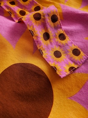 Boden Pink 100% Cotton Sunflower Printed Wide Leg Trousers - Image 3 of 3