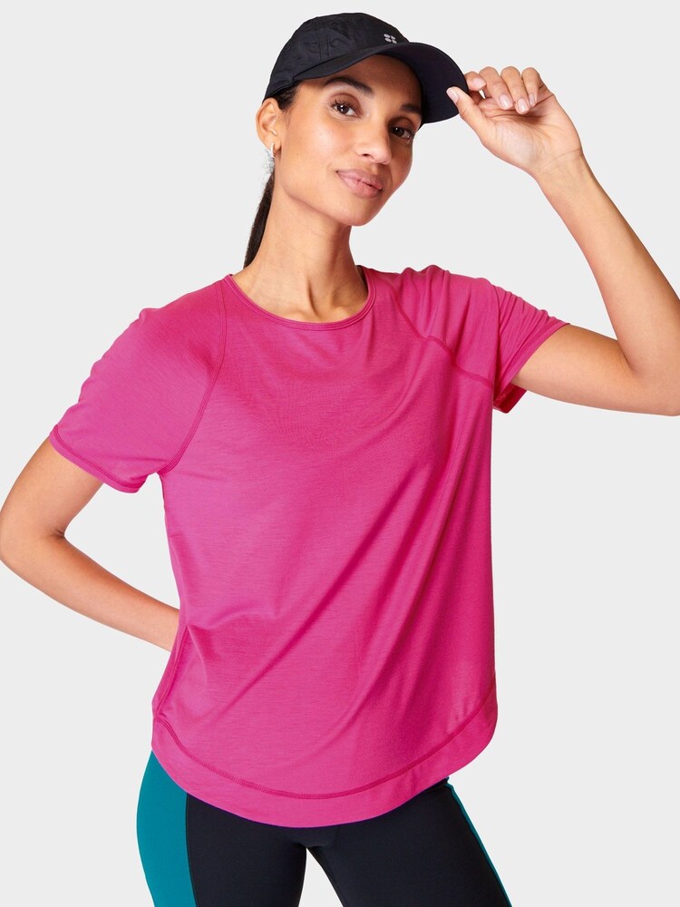 Sweaty Betty Beet Pink Breathe Easy T-Shirt - Image 1 of 7 Sweaty Betty Beet Pink Breathe Easy T-Shirt - Image 1 of 7
