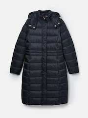 Joules Navy Blue Showerproof Longline Padded Coat With Hood - Image 1 of 5