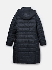 Joules Navy Blue Showerproof Longline Padded Coat With Hood - Image 2 of 5