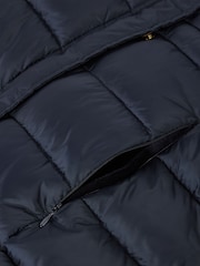 Joules Navy Blue Showerproof Longline Padded Coat With Hood - Image 3 of 5