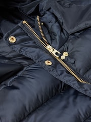 Joules Navy Blue Showerproof Longline Padded Coat With Hood - Image 4 of 5