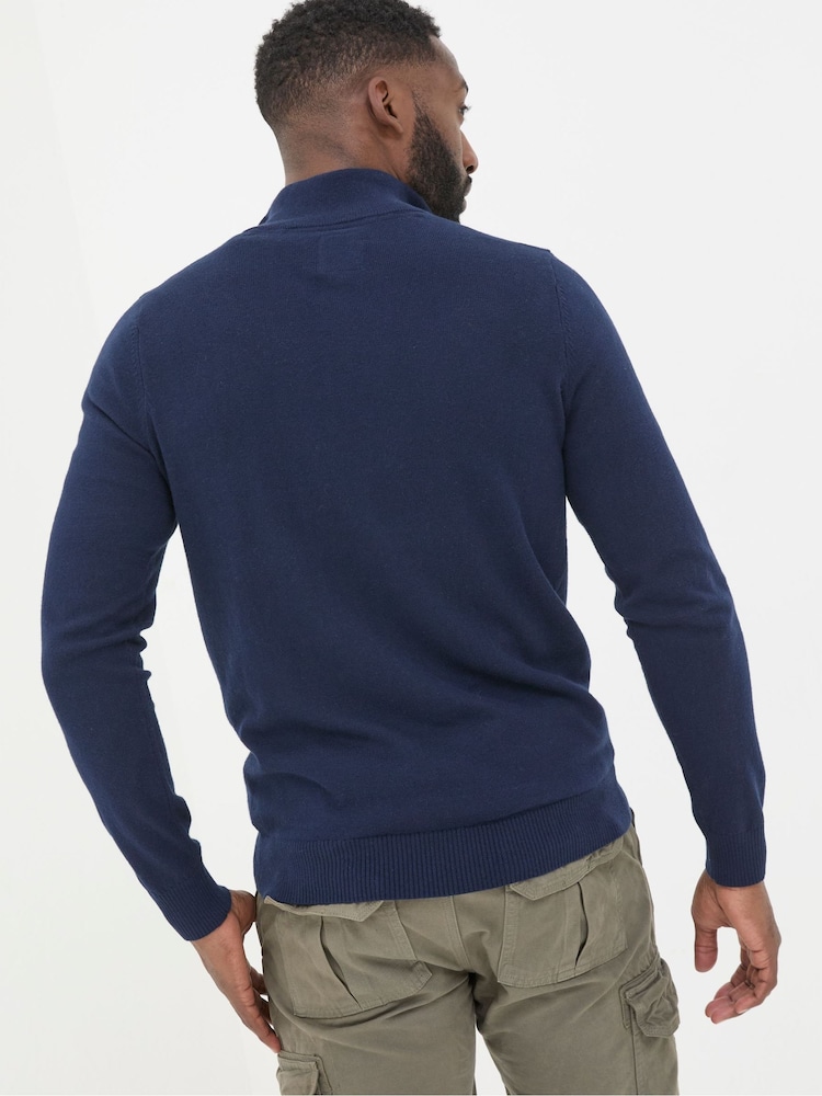 FatFace Rye Navy Blue Half-Neck Jumper - Image 2 of 4