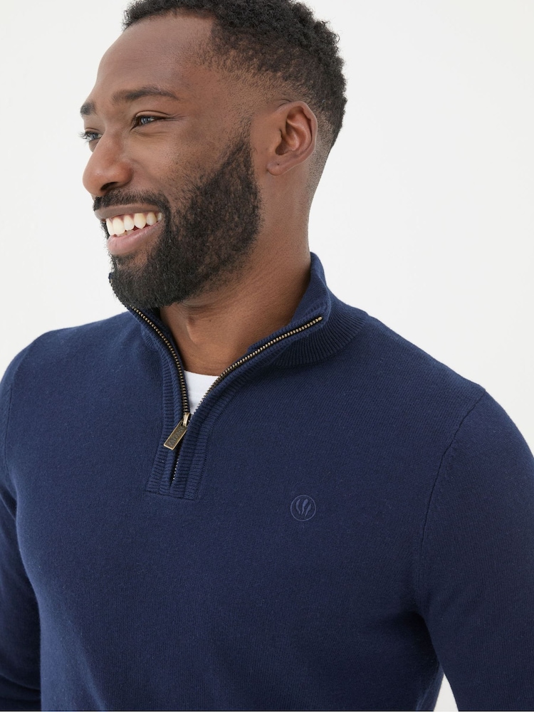 FatFace Rye Navy Blue Half-Neck Jumper - Image 3 of 4