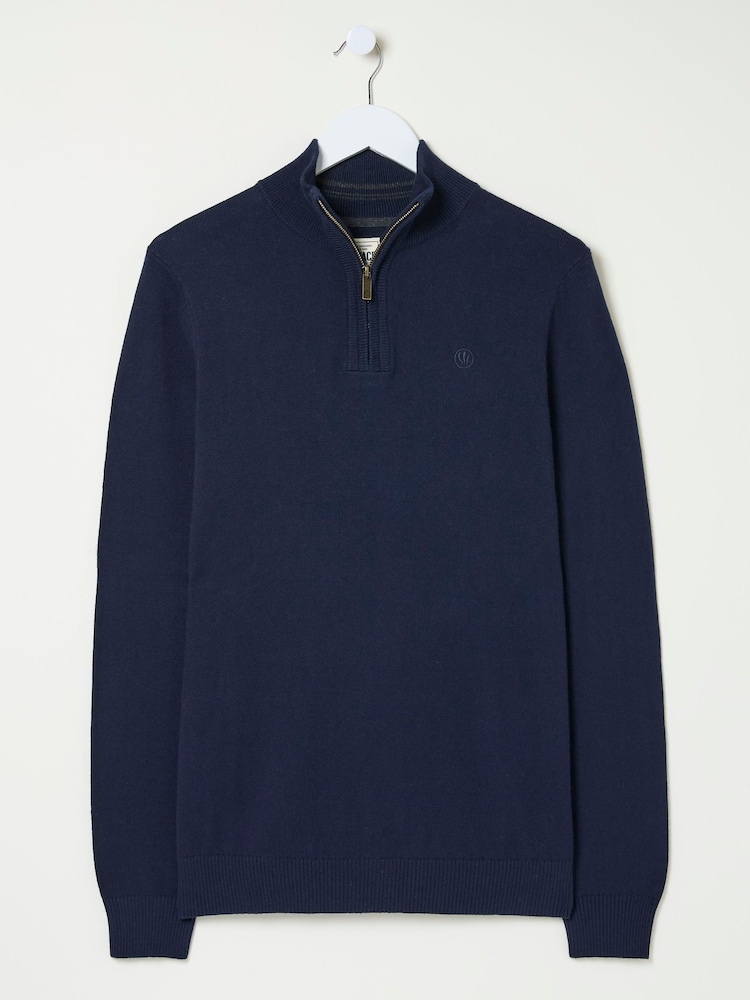 FatFace Rye Navy Blue Half-Neck Jumper - Image 4 of 4