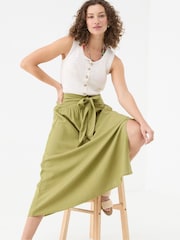 FatFace Sascha Green Midi Skirt - Image 4 of 6