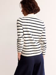 Boden Cream Maggie V-Neck Linen Cardigan - Image 3 of 6