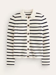 Boden Cream Maggie V-Neck Linen Cardigan - Image 5 of 6