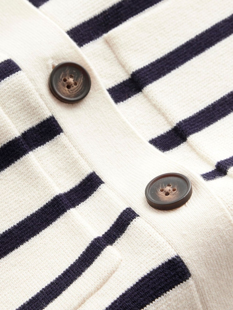 Boden Cream Maggie V-Neck Linen Cardigan - Image 6 of 6